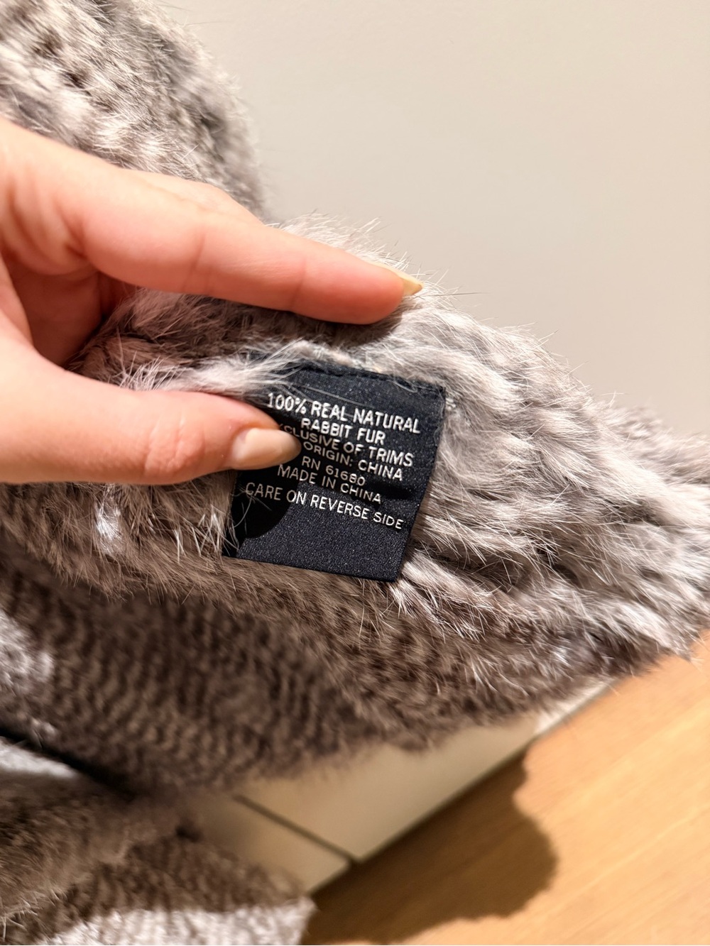 Real Rabbit Fur Vest - Taupe-Grey - Picture 7 of 9